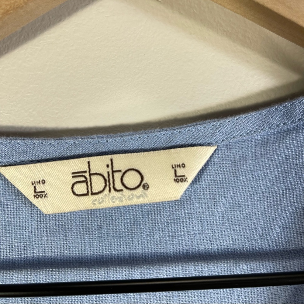 abito Linen Sleeveless Blouse Size L Color Blue - Picture 4 of 10